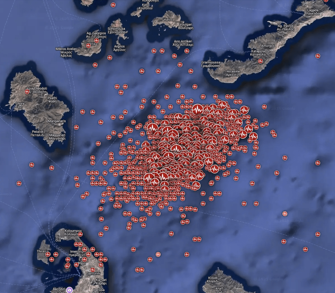 Землетрясения в Греции, землетрясения на Санторине, землетрясения в Эгейском море