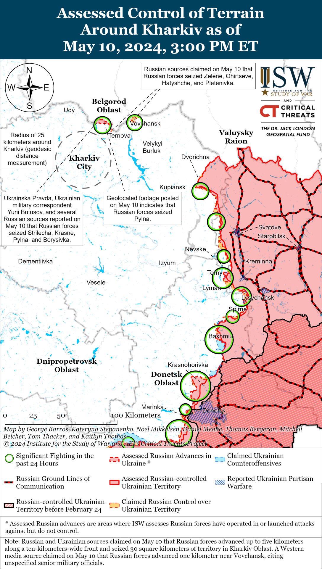 Карта ISW, обстановка на Харківському напрямку