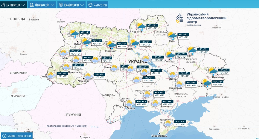 погода 14 жовтня