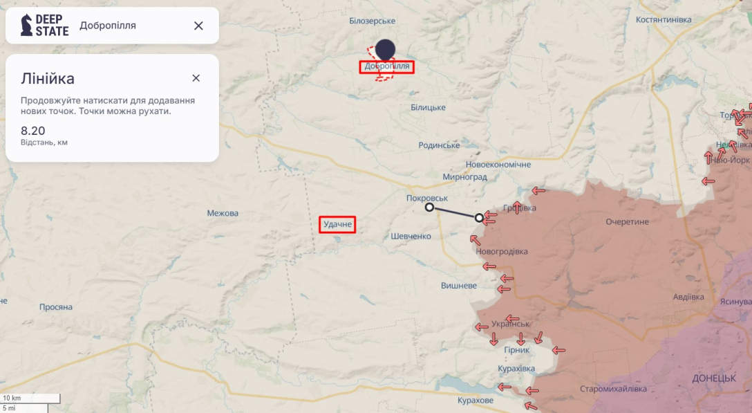 Бої на Донбасі, Покровськ, шахта Добропілля, шахта Удачне, 13 жовтня, карта, DeepState