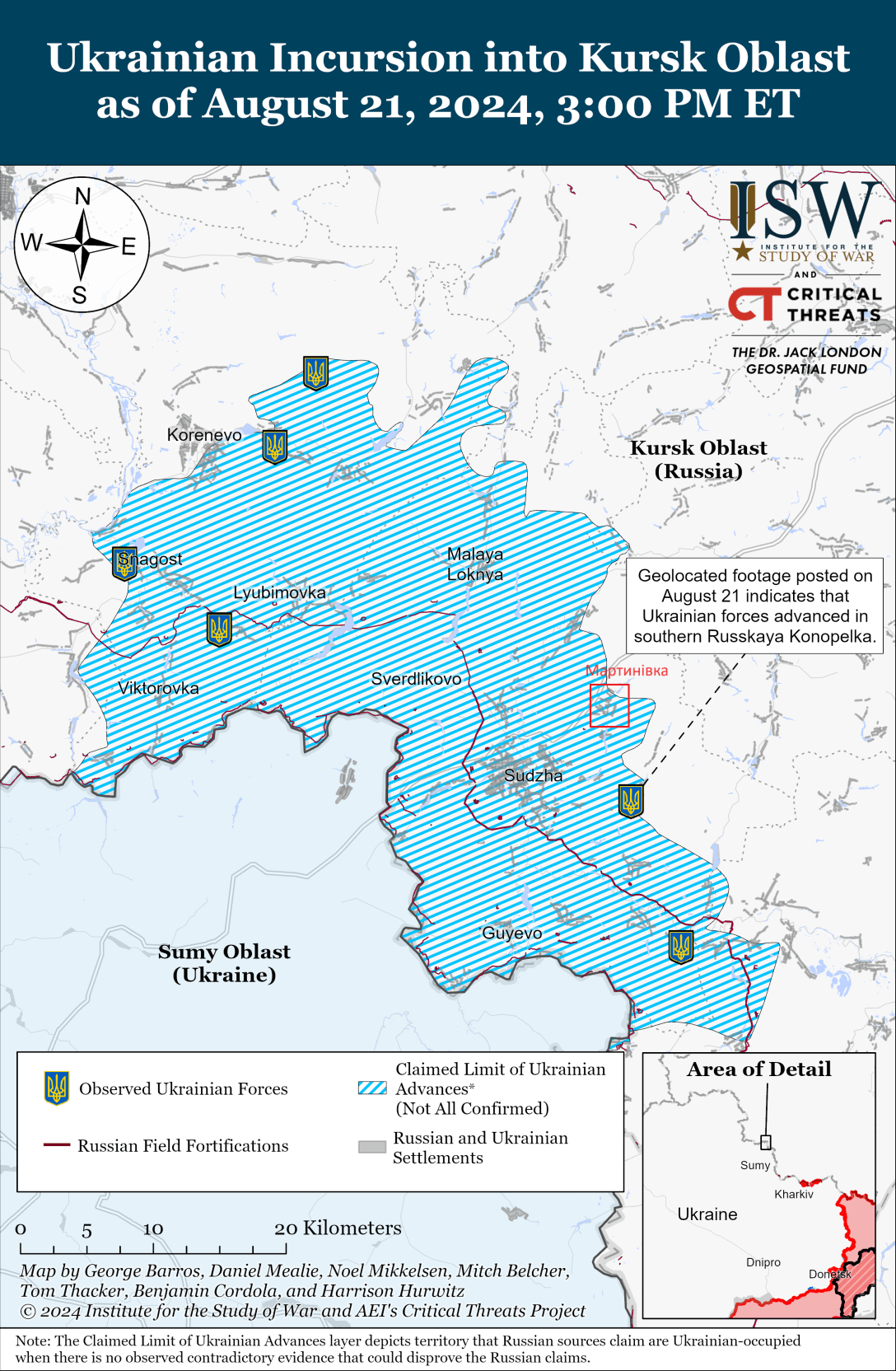 Прорив в Курській області, 22 серпня, карта, ISW, Суджа, Мартинівка