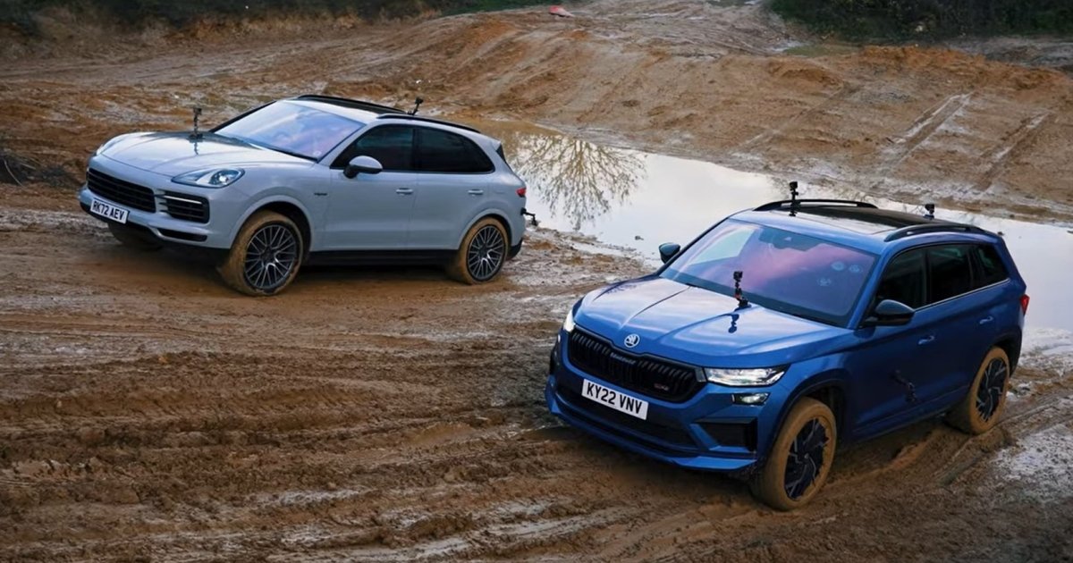 Charged crossovers Skoda Kodiaq and Porsche Cayenne compared off-road