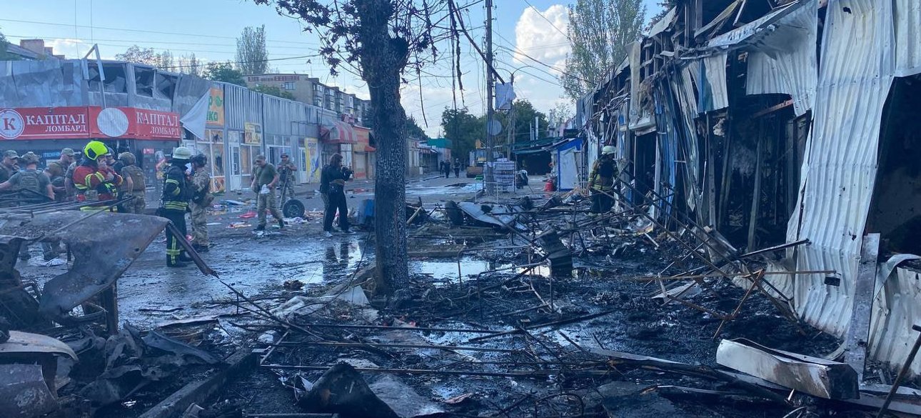 Центральный район Константиновки после очередного обстрела