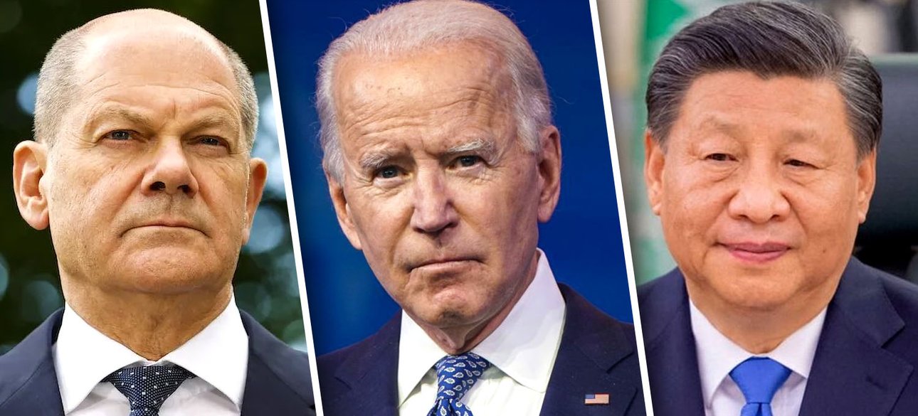 шольц, байден, си, германия, сша, китай, кнр, америка