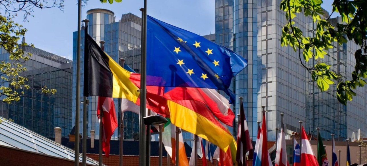 Евросоюз, Европа, флаги, брюссель