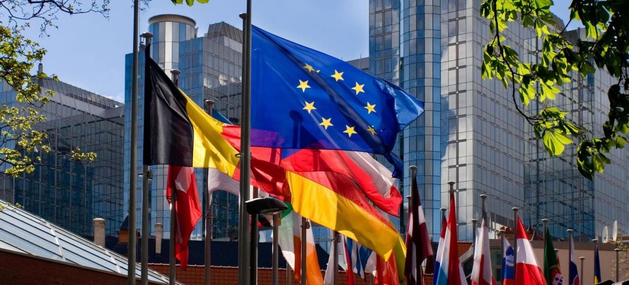 Евросоюз, Европа, флаги, брюссель