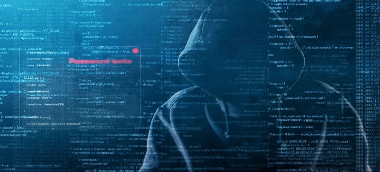 хакер, компьютерный код, кибератака