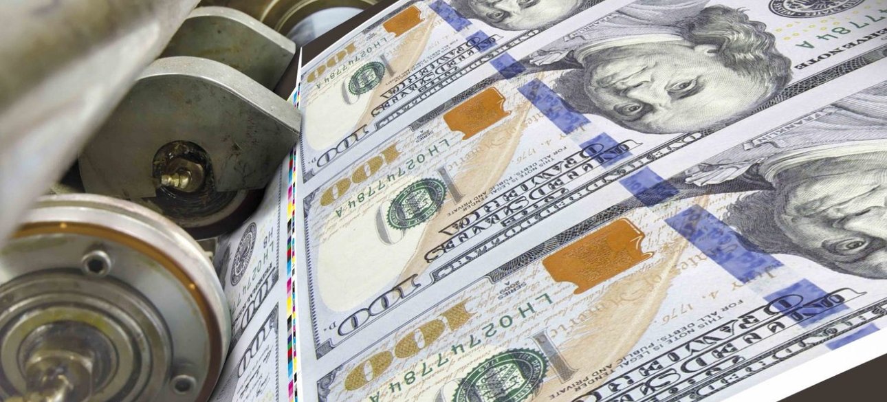 друкарський верстат, долари, жадібність