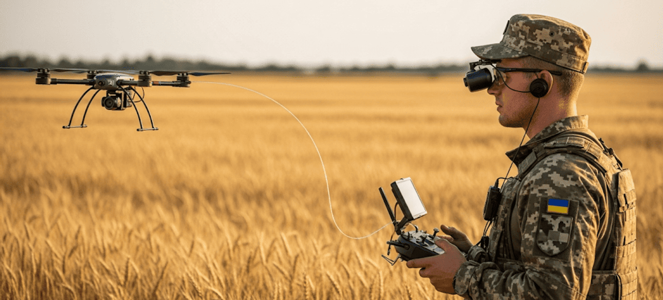 Боец ВСУ с дроном-перехватчиком