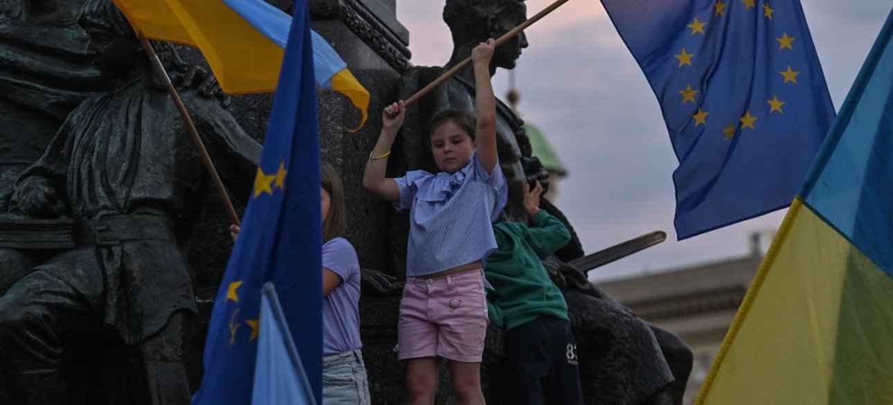 дети, ес, европа, флаг