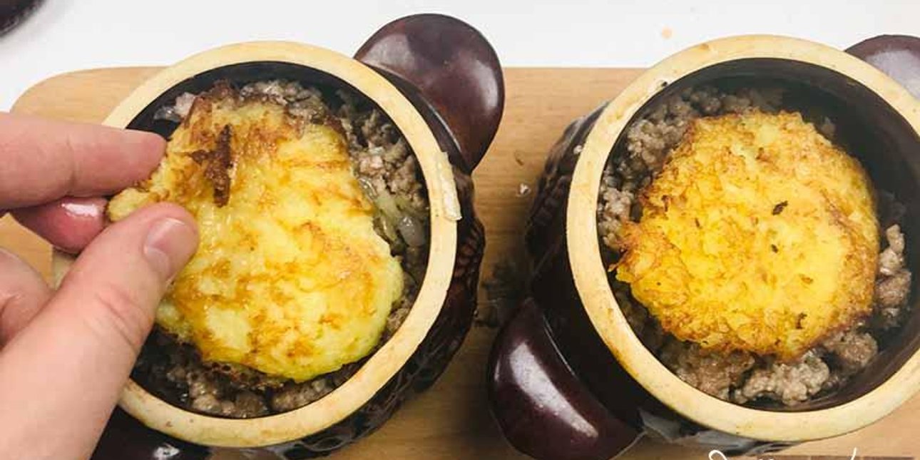 дерни з м'ясом, горщики, деруни