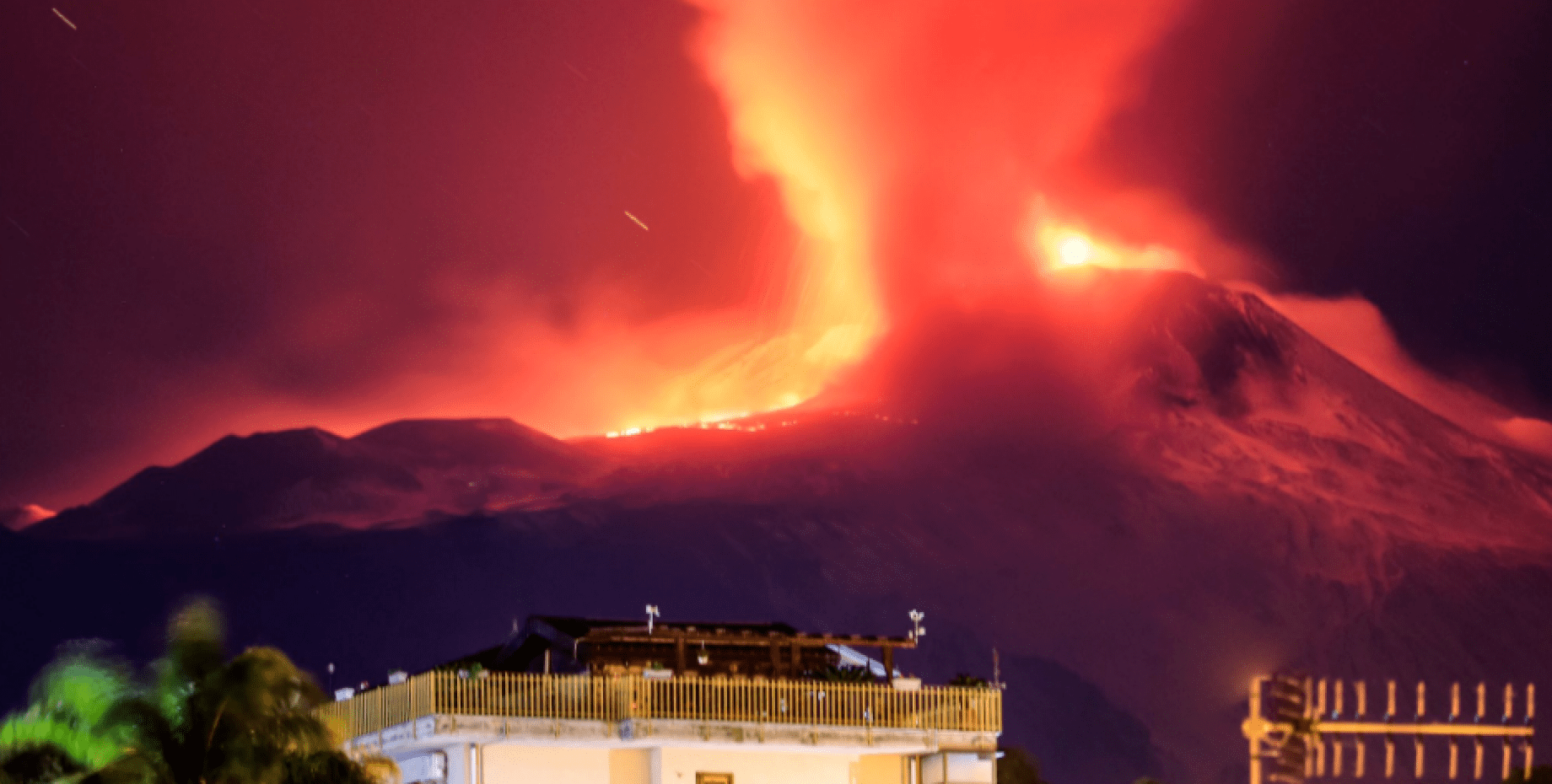 Извержение вулкана Этна 13-14 декабря 2020 года, вулкан Этна, извержение, лава