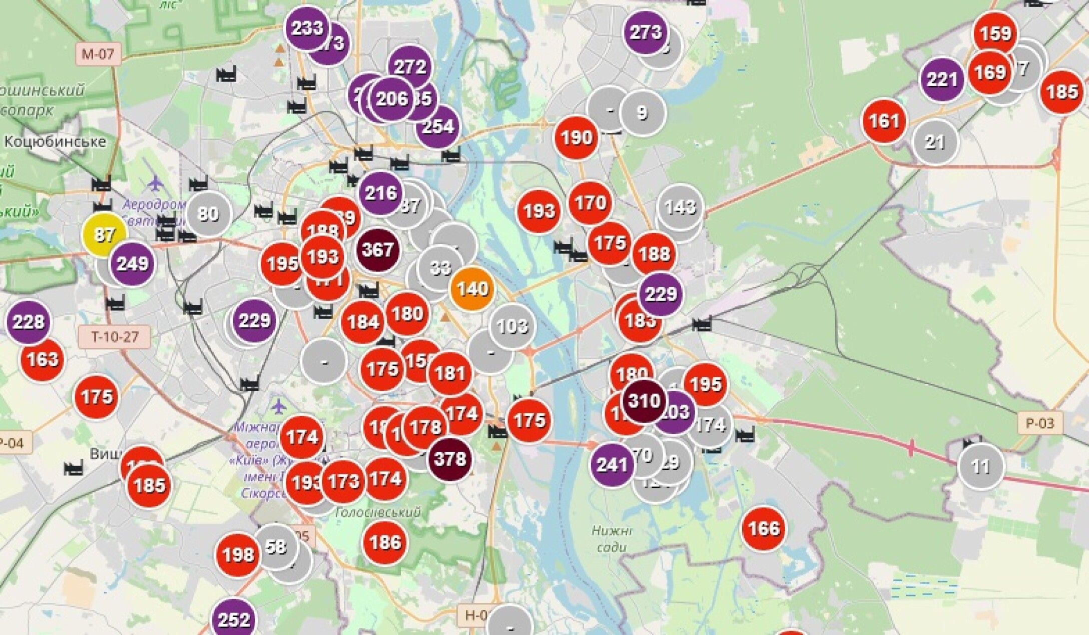 Карта качества воздуха в москве