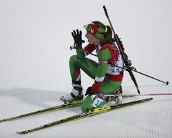 Белорусская биатлонистка стала трехкратной олимпийской чемпионкой Сочи