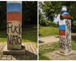 Вандали в Копенгагені розмалювали пам'ятник Шевченку в колір російського прапора (фото)