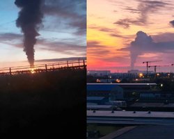 "Падіння уламків" у Москві і масштабна пожежа на нафтобазі в Краснодарському краї: уночі Росію атакували дрони (відео)