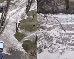Повторный потоп в Киеве: столичная улица снова ушла под воду (видео)
