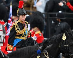 Принцесса Анна верхом возглавила процессию военнослужащих на коронации старшего брата (видео)