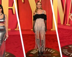 Блестящие образы на "Оскар 2024": серебряные пайетки, стразы, металлизированные текстуры (фото)