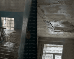 Прорыв труб в Киеве: на Подоле подъезд затопило кипятком, а часть потолка отпала (видео)