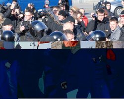 На Крещатике националисты жгли красные флаги и бросали в коммунистов яйца