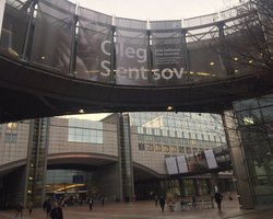 На здании Европарламента вывесили баннер в честь Сенцова