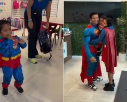 Родители пришли в школу в костюме Супермена: реакция сына стала вирусной в сети (видео)