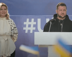 "Украина защитит и свою, и вашу свободу": Зеленский выступил с обращением в центре Вильнюса (видео)