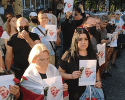 Под посольством Беларуси в Киеве прошла акция в память убитого активиста Шишова (видео)