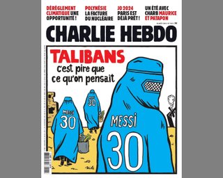 Мессі в паранджі. Charlie Hebdo відреагував карикатурою на перемогу Талібану (фото)
