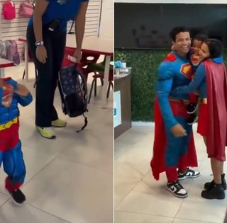 Батьки прийшли до школи в костюмі Супермена: реакція сина стала вірусною в мережі (відео)