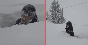 Під два метри пухкого снігу: чоловік вразив мережу, показавши наслідки негоди (відео)