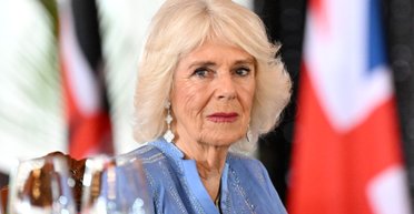 Королева Камілла з'явилася на державному банкеті в ніжно-блакитному ансамблі та діамантах