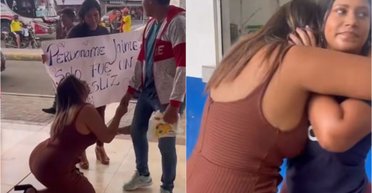 Жінка вийшла на вокзал з плакатом, щоб вимолити у коханого прощення: що сталося (відео)