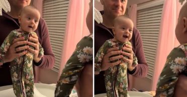 4-місячна дитина вперше побачила себе у дзеркалі: тато не очікував такої реакції