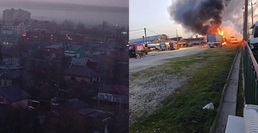 В российском Славянск-на-Кубани взрывы и пожар: дроны атакуют НПЗ (видео)