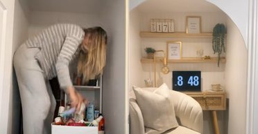 Став хітом у TikTok: жінка створила мініофіс у своїй шафі (відео)