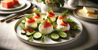 Рецепт праздничных шариков из красной рыбы с крем-сыром и огурцом