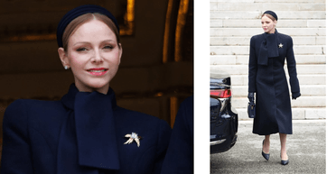 Модный выбор: княгиня Шарлен продемонстрировала безупречное платье-пальто (фото)