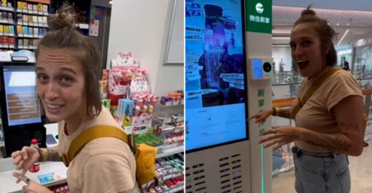 "Китай, 3050 год": девушка рассчиталась в супермаркете только своей ладонью (видео)