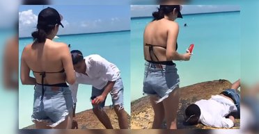 "Знак згори": наречений упав у море, роблячи пропозицію руки й серця коханій (відео)