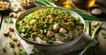 Курячі грудки з кеш'ю та рисовою локшиною: рецепт ситної вечері