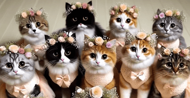 Зворушливо і романтично: кішки в сукнях стали подружками нареченої (відео)