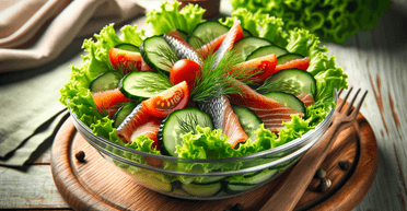 Ескпес-рецепт: салат із копченою червоною рибою, свіжими огірками та зеленню