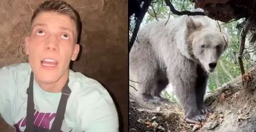 Відомий блогер заради розваги заліз у печеру, де його зустрів величезний ведмідь (відео)