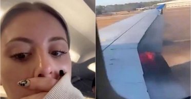 "О боже, витягніть нас": пасажирка зняла на телефон, як горить двигун її літака (фото)