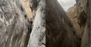 Останні хвилини: альпіністка думала, що назавжди застрягла в ущелині між скель (відео)