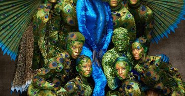 Гайді Клум з'явилася на вечірці в костюмі павича іХз живим оперенням (фото, відео)