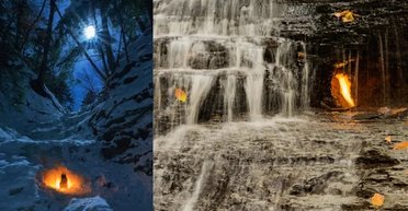 Земля создала собственный "вечный огонь": спрятан за водопадом Вечного Пламени