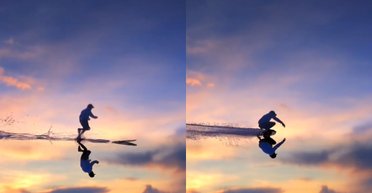 За гранью иллюзии: серфер покорил озеро, в котором небо отражается в воде (видео)